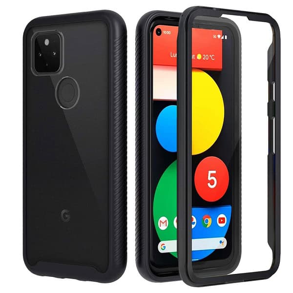 Google Pixel 5 Military Grade Full Body Shockproof Clear Heavy Duty Case Bumper Drop Protection Tough Cover (Black) Google Pixel 5 Military Grade Full Body Shockproof Clear Heavy Duty Case Bumper Drop Protection Tough Cover (Black)